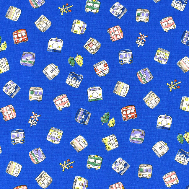 生地 キッズランド XI 電車/シーチング(SP2211) 12C.ブルー 99Zz99_