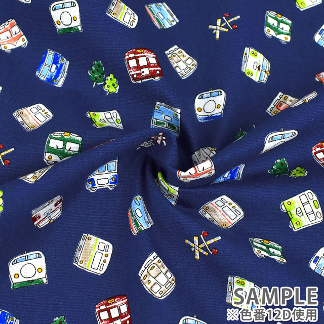 生地 キッズランド XI 電車/シーチング(SP2211) 12C.ブルー 99Zz99_