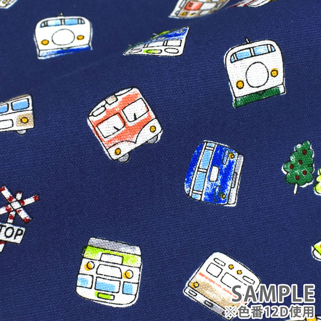 生地 キッズランド XI 電車/シーチング(SP2211) 12C.ブルー 99Zz99_