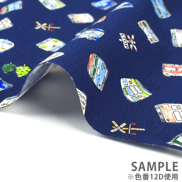 生地 キッズランド XI 電車/シーチング(SP2211) 12C.ブルー 99Zz99_