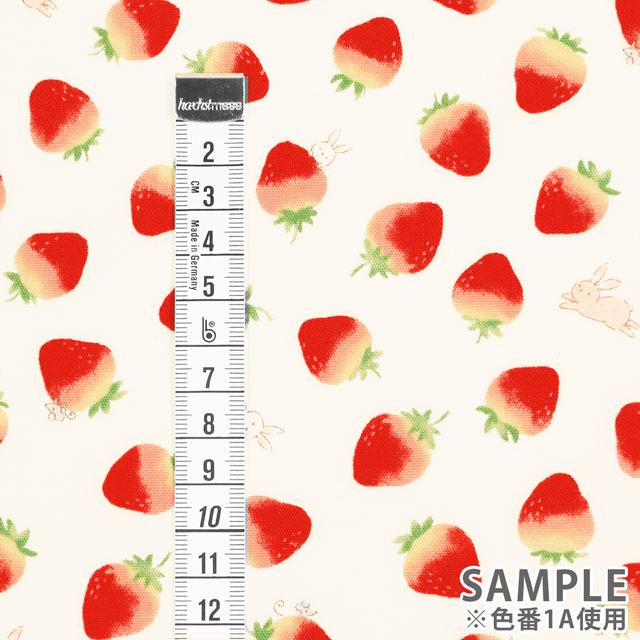 生地 キッズランド GIRLS いちごとうさぎ/シーチング(SP2400) 1A.ホワイト 99Zz99_