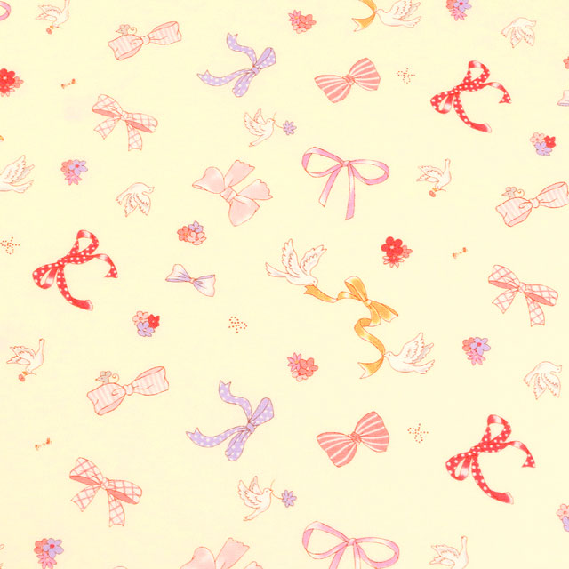 生地 キッズランド GIRLS リボンと小鳥/シーチング(SP2400) 2B.キナリ 99Zz99_