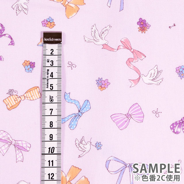 生地 キッズランド GIRLS リボンと小鳥/シーチング(SP2400) 2B.キナリ 99Zz99_