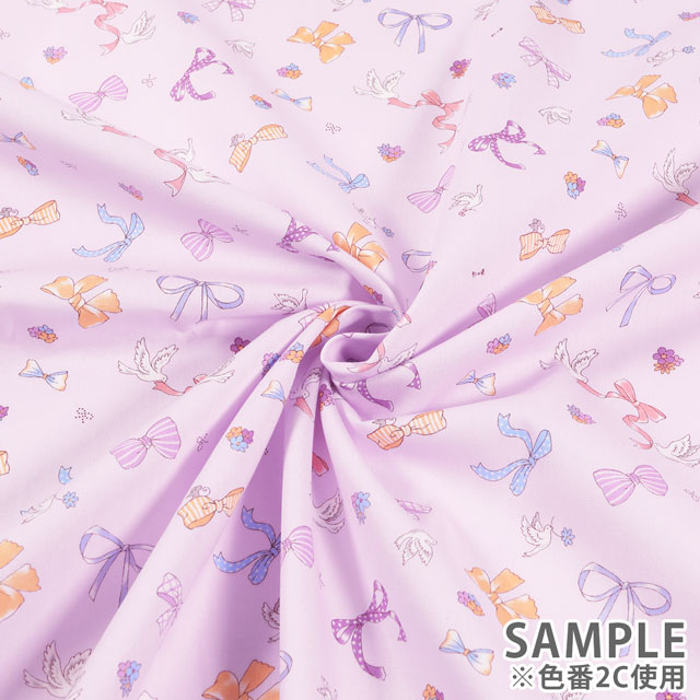 生地 キッズランド GIRLS リボンと小鳥/シーチング(SP2400) 2B.キナリ 99Zz99_