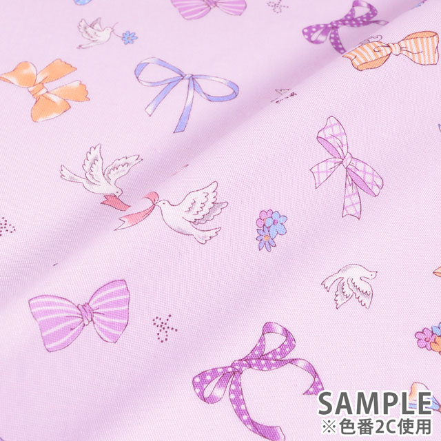 生地 キッズランド GIRLS リボンと小鳥/シーチング(SP2400) 2B.キナリ 99Zz99_