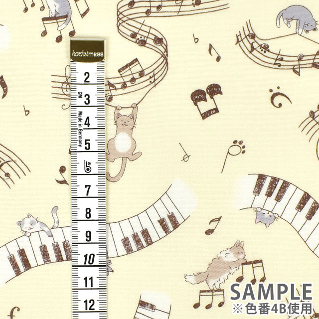 生地 キッズランド GIRLS ピアノと子猫/シーチング(SP2400) 4B.キナリ 99Zz99_