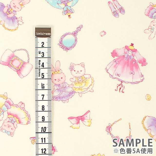 生地 キッズランド GIRLS うさぎと子猫とドレス/シーチング(SP2400) 5A.ホワイト 99Zz99_