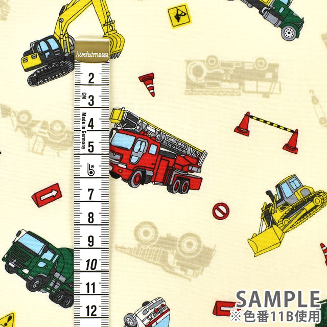 生地 キッズランド BOYS 働くくるま/シーチング(SP2411) 11B.キナリ 09Ae99_