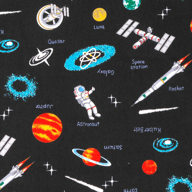 生地 キッズランド BOYS 宇宙/シーチング(SP2411) 13A.ブラック 99Zz99_