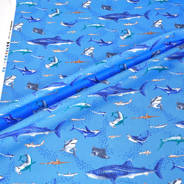 生地 キッズランド BOYS 海の生き物/シーチング(SP2411) 15C.ブルー 99Zz99_