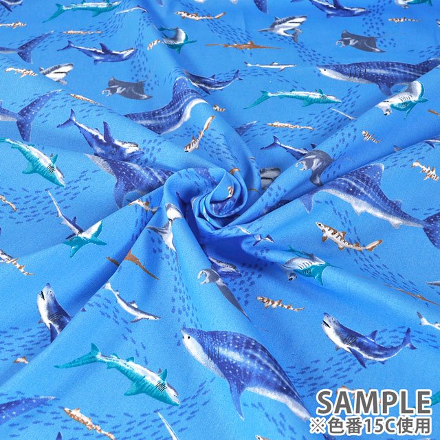 生地 キッズランド BOYS 海の生き物/シーチング(SP2411) 15C.ブルー 99Zz99_