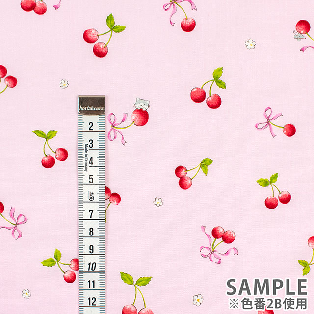 生地 キッズランド さくらんぼ&リボン/ポプリン(SP2500H) 2B.ピンク 09Ae99_