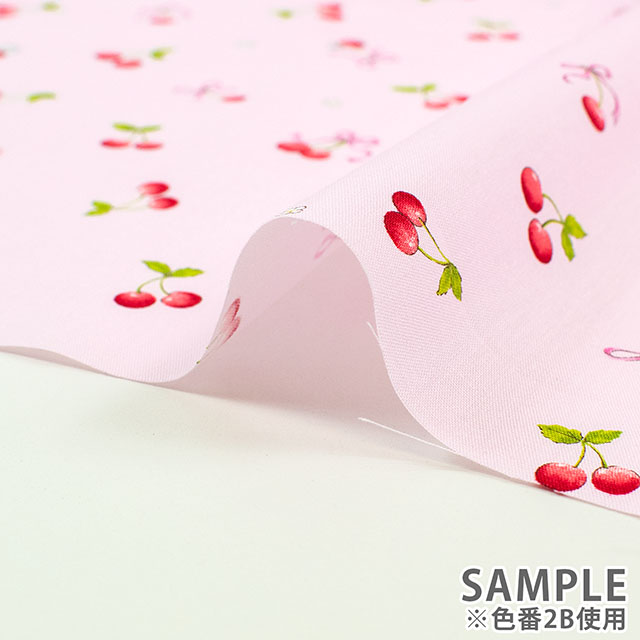 生地 キッズランド さくらんぼ&リボン/ポプリン(SP2500H) 2B.ピンク 09Ae99_