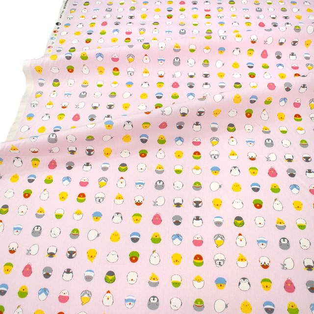 生地 キッズランド 小鳥/ポプリン(SP2500L) 1B.ピンク 09Ae99_