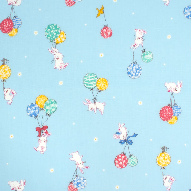 生地 キッズランド うさぎバルーン/ポプリン（SP2500L） 3C.サックス 09Ae99_