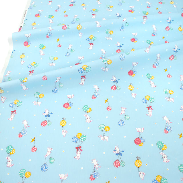 生地 キッズランド うさぎバルーン/ポプリン(SP2500L) 3C.サックス 09Ae99_