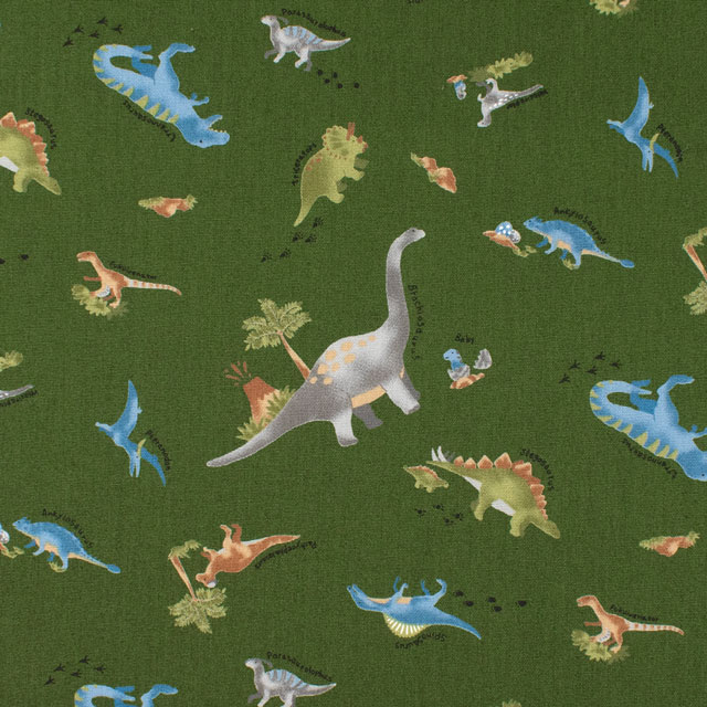 生地 キッズランド 恐竜/ポプリン(SP2511L) 13D.グリーン 09Ae99_