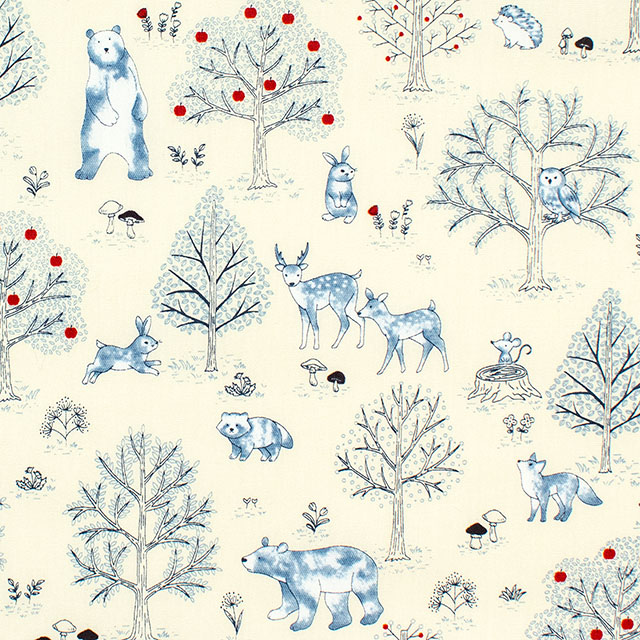 生地 キッズランド 森の動物たち/ポプリン(SP2600H) 3A.クリーム 09Ae99_