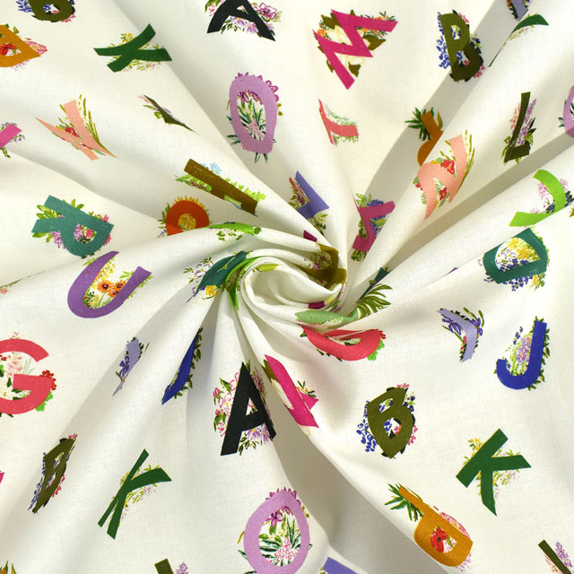 生地 dear STELLA-ディアステラ- アルファベット/シーチング(STELLA-DCWR2250) WHITE 09Ac05_