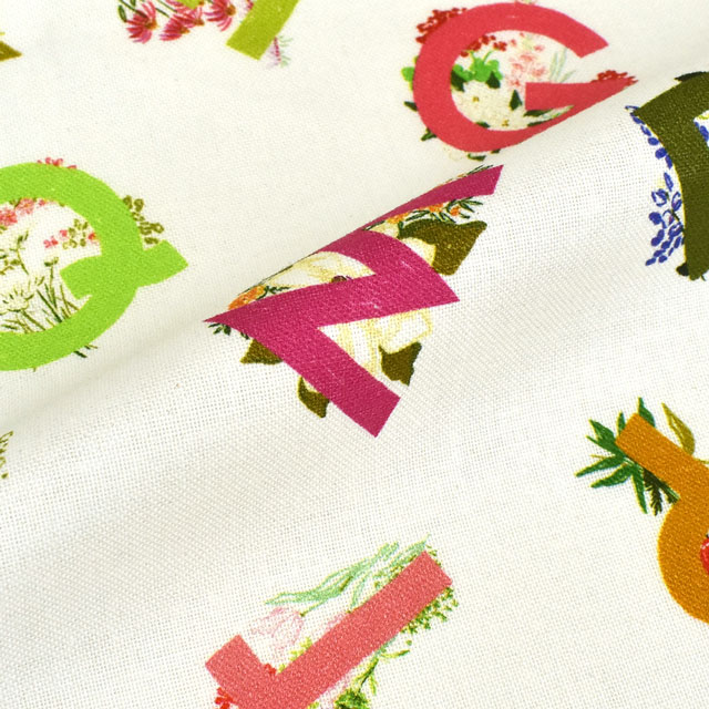 生地 dear STELLA-ディアステラ- アルファベット/シーチング(STELLA-DCWR2250) WHITE 09Ac05_