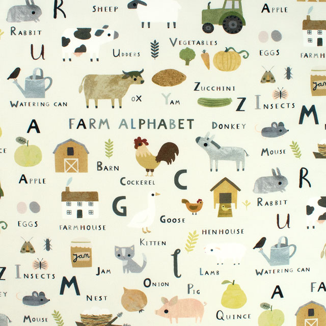 生地 dear STELLA-ディアステラ- FARM ALPHABET ファーム・アルファベット/シーチング(STELLA-DLT2787) ANGORA.アンゴラ 09Ac05_