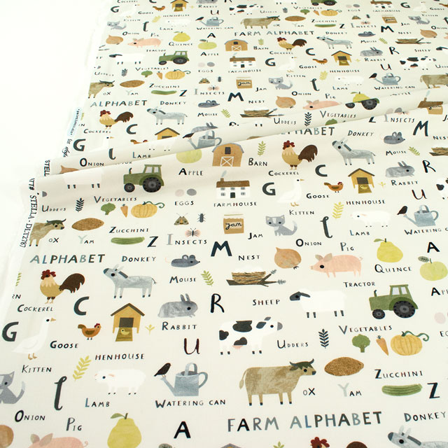 生地 dear STELLA-ディアステラ- FARM ALPHABET ファーム・アルファベット/シーチング(STELLA-DLT2787) ANGORA.アンゴラ 09Ac05_