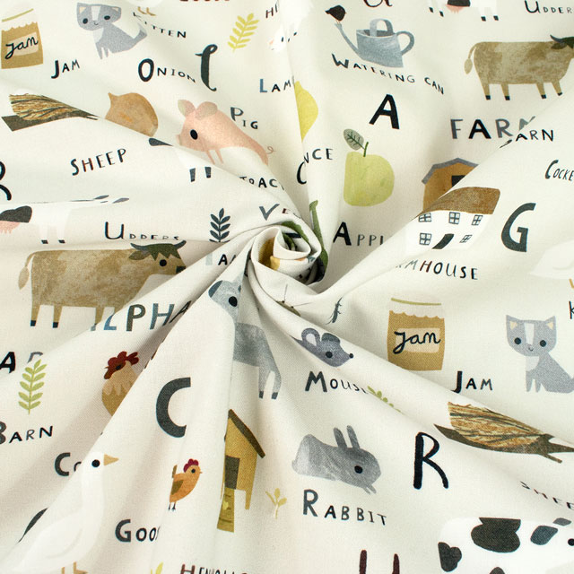 生地 dear STELLA-ディアステラ- FARM ALPHABET ファーム・アルファベット/シーチング(STELLA-DLT2787) ANGORA.アンゴラ 09Ac05_