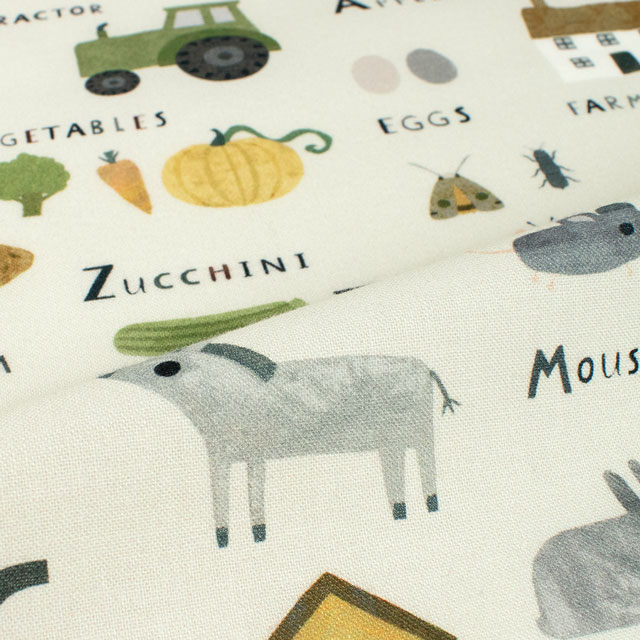 生地 dear STELLA-ディアステラ- FARM ALPHABET ファーム・アルファベット/シーチング(STELLA-DLT2787) ANGORA.アンゴラ 09Ac05_