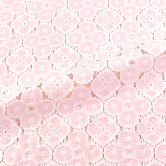 生地 コットンレ-ス(T15154) PI.ピンク 99Zz99_
