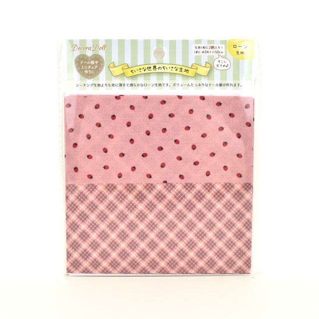 カットクロス ちいさな世界のちいさな生地 Decora Doll×milk latte ミルクラテ ストロベリー/綿ローン（TTL-06） 06Ab99_
