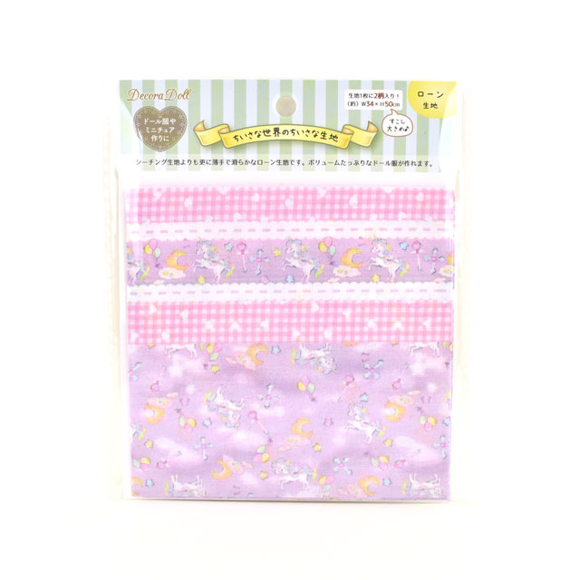 カットクロス ちいさな世界のちいさな生地 Decora Doll ハートフルユニコーン/綿ローン（TTL-09） 06Ab99_