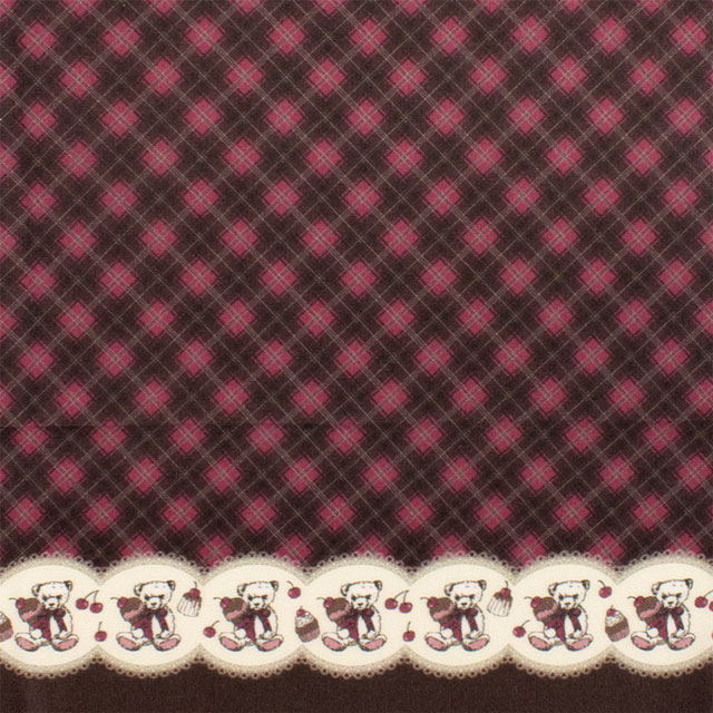 カットクロス ちいさな世界のちいさな生地 milk latte-ミルクラテ- ベア&チェリー/ローン(TTL-11) 06Ab99_