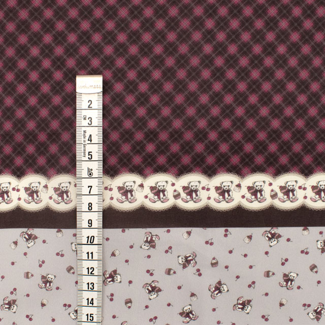 カットクロス ちいさな世界のちいさな生地 milk latte-ミルクラテ- ベア&チェリー/ローン(TTL-11) 06Ab99_