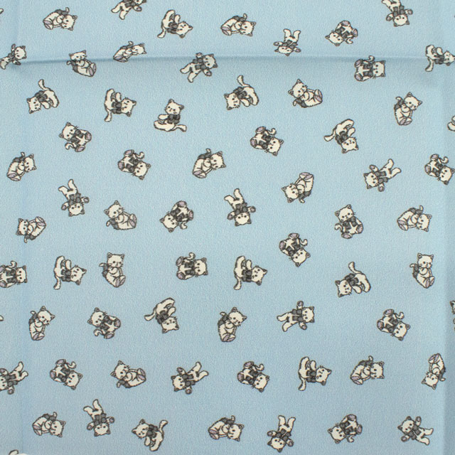 カットクロス ちいさな世界のちいさな生地 milk latte-ミルクラテ- ねこちゃん/ローン(TTL-13) ブルー 06Ab99_