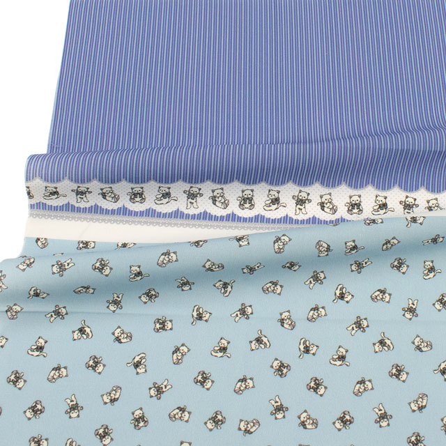 カットクロス ちいさな世界のちいさな生地 milk latte-ミルクラテ- ねこちゃん/ローン(TTL-13) ブルー 06Ab99_