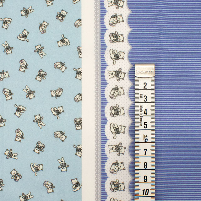 カットクロス ちいさな世界のちいさな生地 milk latte-ミルクラテ- ねこちゃん/ローン(TTL-13) ブルー 06Ab99_