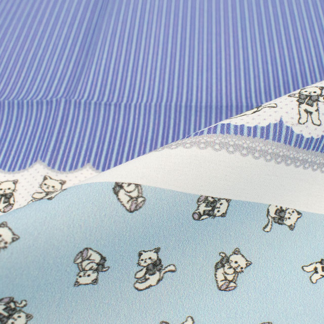 カットクロス ちいさな世界のちいさな生地 milk latte-ミルクラテ- ねこちゃん/ローン(TTL-13) ブルー 06Ab99_