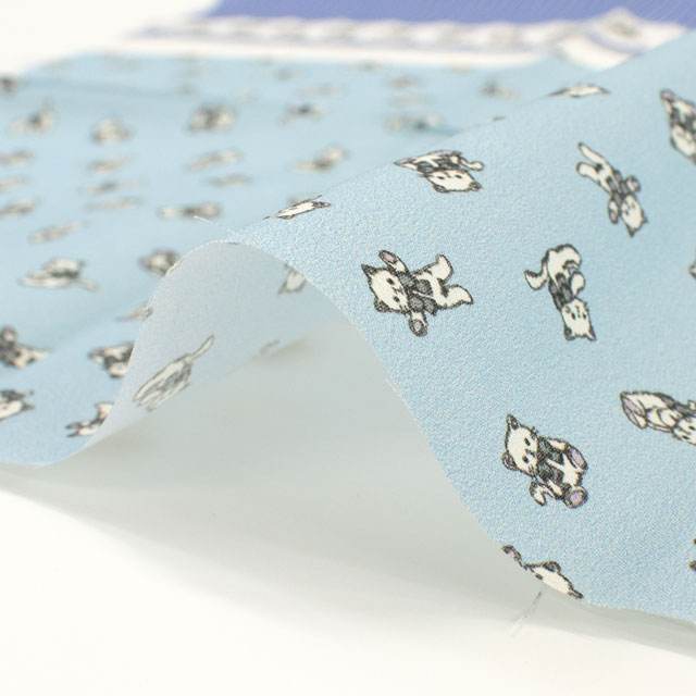 カットクロス ちいさな世界のちいさな生地 milk latte-ミルクラテ- ねこちゃん/ローン(TTL-13) ブルー 06Ab99_