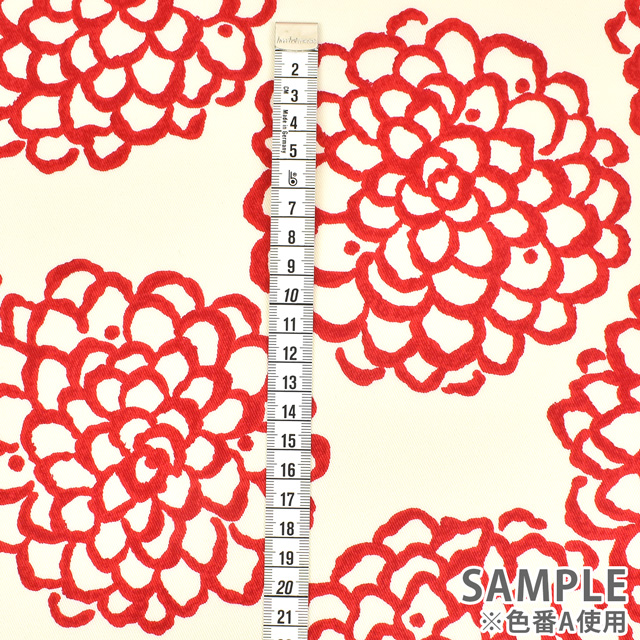 生地 ツイルプリント 和ダリア(UP5540) B.白地×ブラック 09Af16_