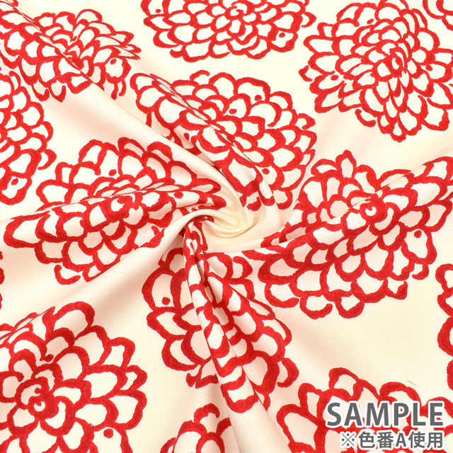 生地 ツイルプリント 和ダリア(UP5540) B.白地×ブラック 09Af16_