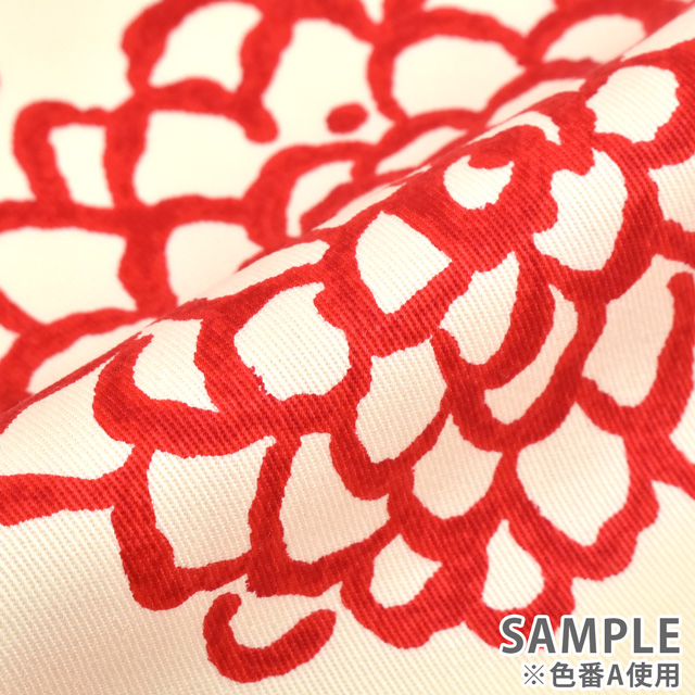 生地 ツイルプリント 和ダリア(UP5540) B.白地×ブラック 09Af16_