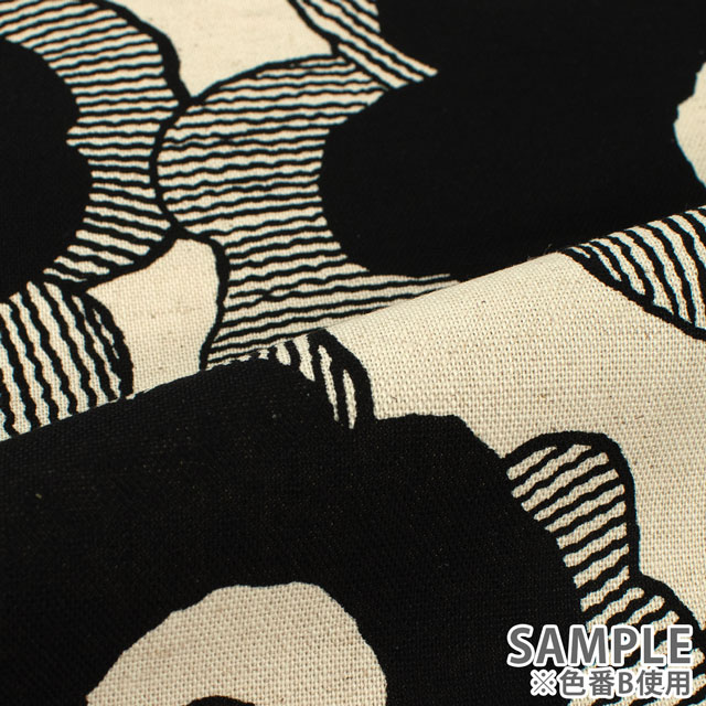 生地 綿麻キャンバスプリント ポピー(UP5524) I.ブルーグレー×ベージュ 09Cu45_