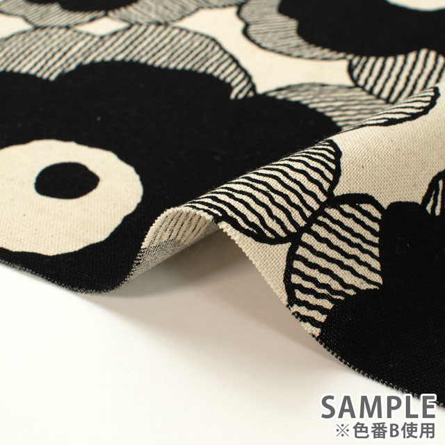 生地 綿麻キャンバスプリント ポピー(UP5524) I.ブルーグレー×ベージュ 09Cu45_