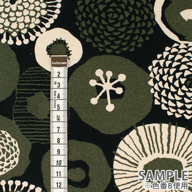 生地 綿麻キャンバスプリント 花柄(UP5636) C.ブルー 09Cu45_