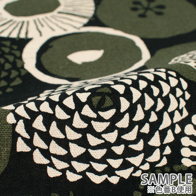 生地 綿麻キャンバスプリント 花柄(UP5636) C.ブルー 09Cu45_