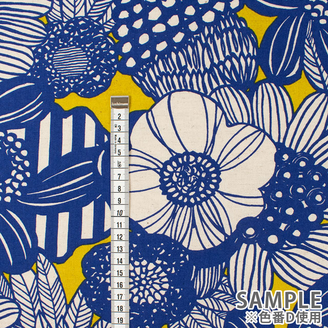 生地 綿麻キャンバスプリント アートフラワー(UP5678) J.チャコールグレー×ブラック 09Cu45_