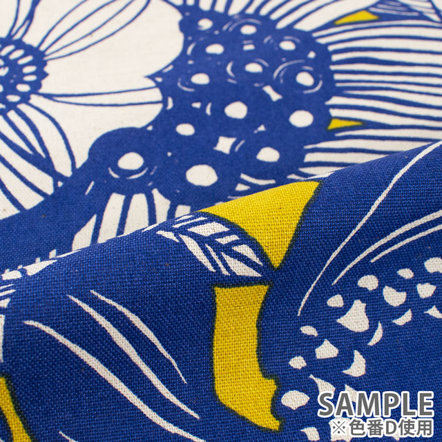 生地 綿麻キャンバスプリント アートフラワー(UP5678) J.チャコールグレー×ブラック 09Cu45_