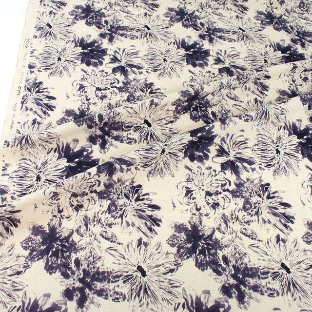 生地 綿麻シーチングプリント ピューター柄(UP5927) C.モーブ 09Cu45_