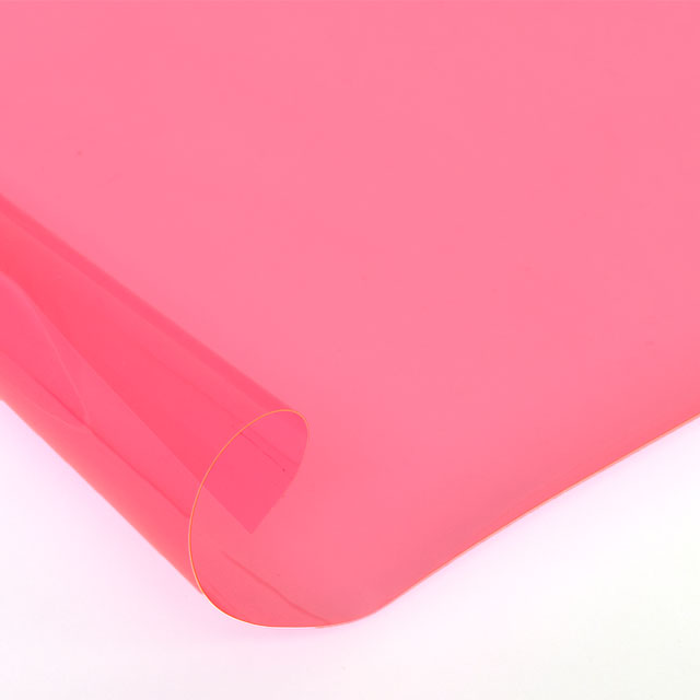 生地 蛍光ビニール色透明(PVC 3010) 約0.3mm厚 蛍光ピンク 09Bp34_