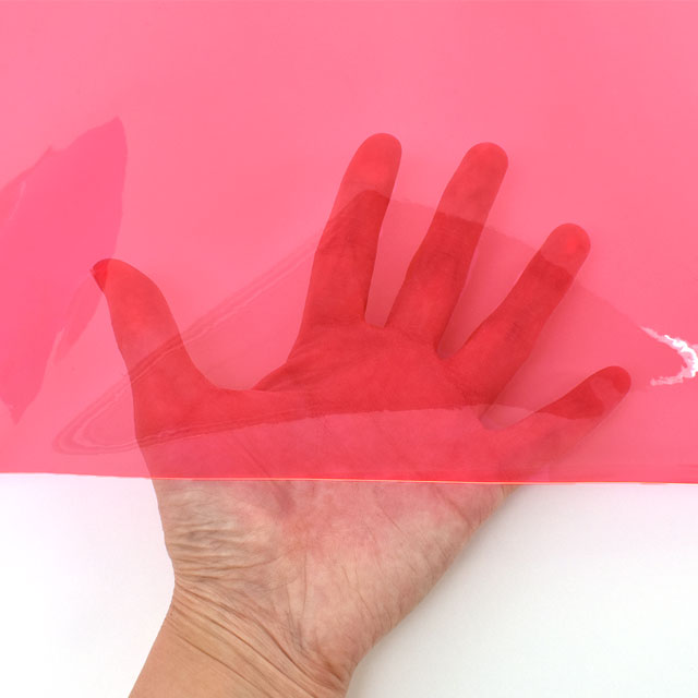 生地 蛍光ビニール色透明(PVC 3010) 約0.3mm厚 蛍光ピンク 09Bp34_